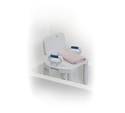 Drive Medical Shower Chair with Back and Arms, White, 350 Lb Capacity | Bathroom Bench Offers Back and Arms with Suction Tip Legs for Added Stability and 350 Lb Weight Capacity