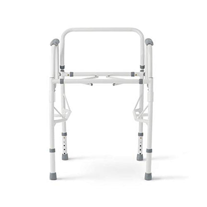Medline Adjustable Steel Drop-Arm Bedside Commode, Portable Bedside Toilet, 350 lb Weight Capacity Removable 7.5 QT. Bucket, Toilet Chair For Elderly, Tool-Free Assembly
