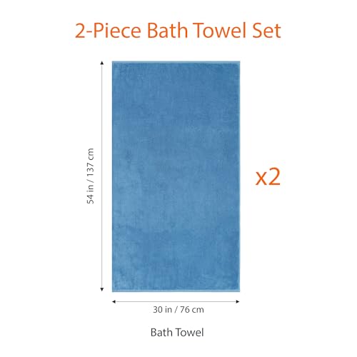 Amazon Basics 2-Piece Quick-Dry Oversize Bath Towel, 100% Cotton, 54" x 30", Lake Blue - color: Lake Blue, size: 2 Piece, style: Bath Towel (Pack of 2)