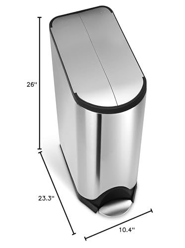 simplehuman 40 Liter / 10.6 Gallon Dual Compartment Butterfly Lid Kitchen Recycling Step Trash Can, Brushed Stainless Steel - size: 40 liter Dual Compartment