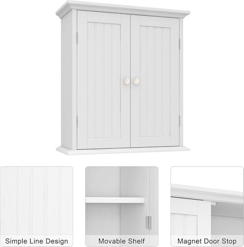ChooChoo Bathroom Wall Cabinet Set of 2, Over The Toilet | 8.8"D x 21.1"W x 24"H, Medicine Cabinet, 2 Door and Adjustable Shelves, Cupboard, White - color: White, size: 8.8"D x 21.1"W x 24"H (2 pack)