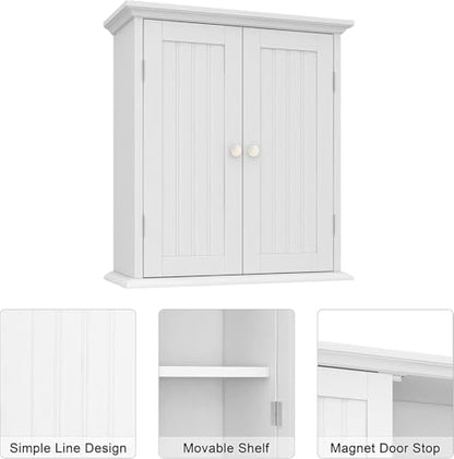 ChooChoo Bathroom Wall Cabinet Set of 2, Over The Toilet | 8.8"D x 21.1"W x 24"H, Medicine Cabinet, 2 Door and Adjustable Shelves, Cupboard, White - color: White, size: 8.8"D x 21.1"W x 24"H (2 pack)