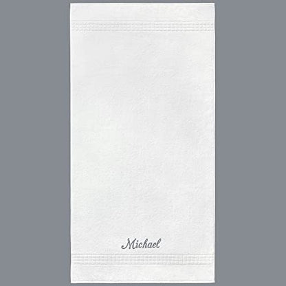 Broadway Terry Bath Towel Set 28" x 55" - Ring-Spun Cotton - Durable Hotel Quality - Soft and Absorbent (2 Custom Towels, White) - size: 2 Custom Towels