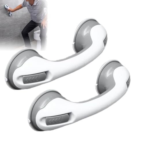 12in Suction Cup Shower Grab Bars,Stable Safety Shower Bars for Elderly Suction 500 Lbs,Shower Rails Grab Bar for Elderly,No Drilling & Removable,Bathing Assist,for Bathroom,Toilet,Entryway,Door (B) - color: B