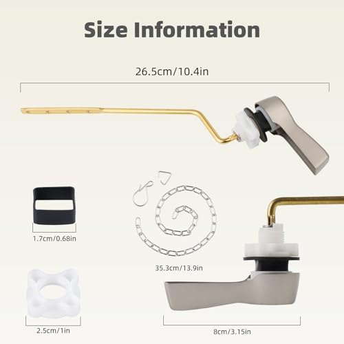 Universal Metal Toilet Handle Lever Replacement, Side Mount, Brushed Nickel | Solid Brass Toilet Flush Handle Compatible with Kohler/American Standard/ TOTO/Gerber, Stainless Steel Chain, Easy to Install - color: Brushed Nickel, style: Side Mount Design