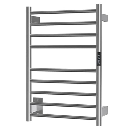 Electric Towel Warmer Rack Wall Mounted, Brushed Stainless Steel | for Bathroom, 9 Bars with Timer and Smart Control, Left or Right Side Plug-in/Hardwired, 304 Stainless Steel Brushed Nickel - color: Brushed Stainless Steel