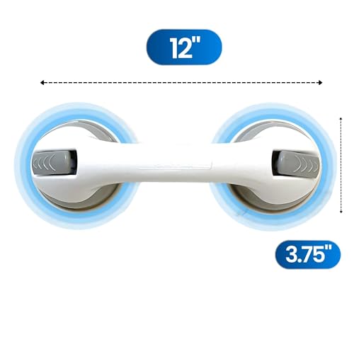 Safe-er-Grip Safe-er-Grip Changing Lifestyles Suction Cup Grab Bars for Bathtubs & Showers; Safety Bathroom Assist Handle, White & Grey, 12 inches | Changing Lifestyles, For Bathtubs & Showers, Safety Bathroom Assist Handle - color: White Grey Accents, si