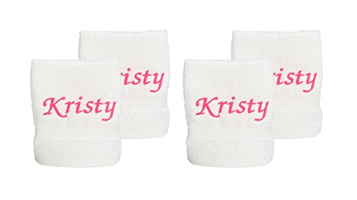 Liberty21 Luxury Custom Embroidered Washcloths Towel Set. Reusable Face and Body Washrags Set of Four. 100% Soft Cotton. Facial and Body Cleansing, Skin Care. (White) - color: White