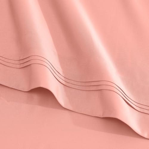 Superior Egyptian Cotton 4 Piece Sheet Set, Luxury 1000 Thread Count, Modern Design, Sustainable Sheets, Ultra-Soft Basics, Solid, Deep Pocket Fitted Sheet, Flat Sheet, Pillowcases, Full, Dusted Rose - color: Dusted Rose, size: Full