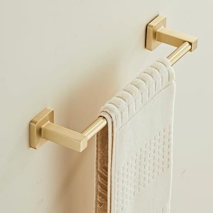 Wall Mounted Towel Rack for Bathroom, 12 Inch Brushed Light Gold Towel Bar with Stainless Rack and Hand Towel Holder, Bathroom Towel Racks and Shower Towel Rack (Gold, 14 Inch) - color: Brushed Light Gold, size: 12In