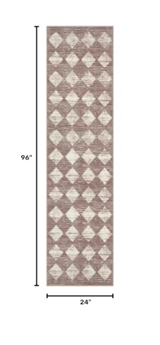 Checkered Runner Rug 2x8 Beige, Hallway Kitchen Bathroom Non Slip Washable - color: Beige, size: 2' x 8' (Runner)