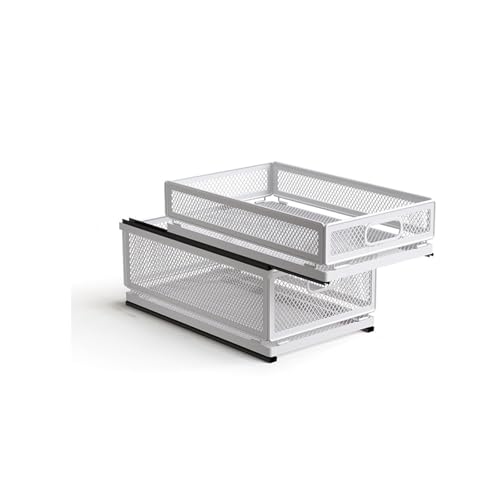 Pull Out Cabinet Organizer, Slide Out Drawers Fixed with Adhesive Nano Film, Pantry Shelves Sliding Drawer Storage Organization for Kitchen (Double Layer 15.7 * 9.4 * 10inch/40 * 24 * 25.5cm) - size: 15.7*9.4*10inch/40*24*25.5cm