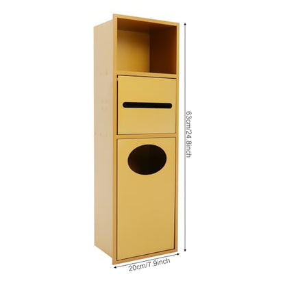 Stainless Steel Shower Niche, 7.9" X 5.3" X 24.8" Recessed Shower Storage Cabinet, 44.09 Lbs Load-Bearing Capacity Wall-Mounted Tissue Paper Roll Rack Dispenser with Trash Can (Gold) - color: Gold