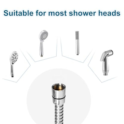 59-Inch Extra Long Stainless Steel Shower Hose – Flexible Chrome Handheld Shower Head Hose with Brass Insert & Nut, Perfectly Fits All Types of Faucets