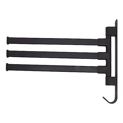 Swivel Towel Rack, Wall Mounted Aluminum Matte Back Towel Bar, Towel Holder with Bottom Hook and Multi Arms for Coats, Clothes, Handbags, Umbrellas(3 Rods) - color: 3 Rods