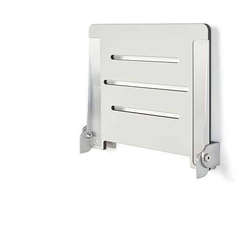 Seachrome 18 inch Silhouette Slimline Folding Wall Mount Shower Bench Seat, Light Gray Seat with Silver Frame - color: Light Gray With Silver Frame