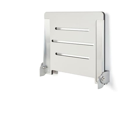 Seachrome 18 inch Silhouette Slimline Folding Wall Mount Shower Bench Seat, Light Gray Seat with Silver Frame - color: Light Gray With Silver Frame