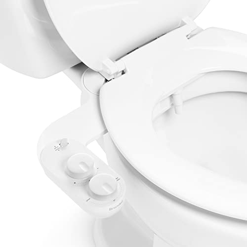 Brondell Fresh Spa Adjustable, Bidet Attachment FSA-25 for Toilet Seats with Adjustable Single Nozzle, Side Arm Control, Thin Profile, White (Dual Temperature) - style: Adjustable Nozzle Dual Temp