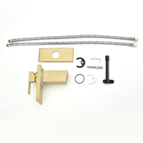 LED Waterfall Bathroom Faucet, Brushed Gold RV Bath Vanity Faucet for Sinks - 1 or 3 Hole Mount