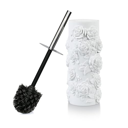 Toilet Brush and Holder Set for Bathroom, Stylish and Durable Cleaning Tool with Modern Design, Compact for Efficient Cleaning - style: Floral