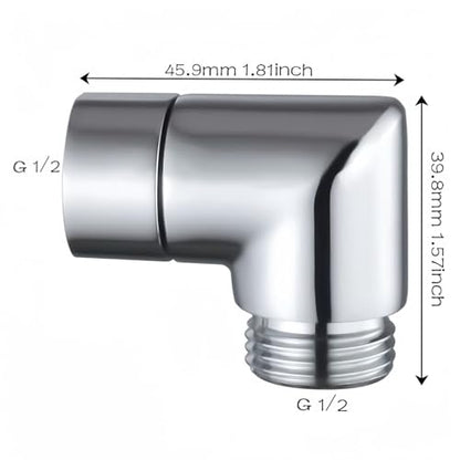 Totalize Solid Brass 90 Degree Shower Elbow Adapter, G1/2" Shower Head Extension Arm Connector (Chrome)