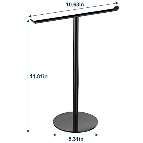 Black T-Shaped Hand Towel Holder Stand for Countertops, Stainless Steel | Countertop rack for bathrooms and kitchens; waterproof finish organizes hand towels, headbands and other lightweight items. - color: Black