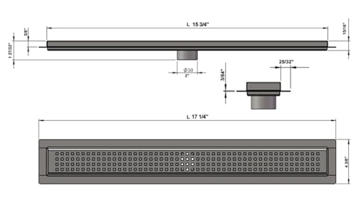 304 Stainless Steel Brushed Nickel Linear Shower Drain Kit Traditional Square Linear Shower Drains for Tile Floor Long Hair Catcher Strainer Grate Cover Bathroom (16 Inch) - size: 16 Inch