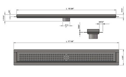 304 Stainless Steel Brushed Nickel Linear Shower Drain Kit Traditional Square Linear Shower Drains for Tile Floor Long Hair Catcher Strainer Grate Cover Bathroom (16 Inch) - size: 16 Inch