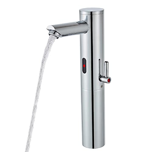 Automatic Touchless Bathroom Sink Faucet Motion Activated Sensor | Tall,1 Hole,Brass,Chrome,Adjustable Cold Hot Single Handle,Hands Free,Auto,Infrared,Commercial,Basin,Vanity,Vessel - color: Chrome, size: Tall