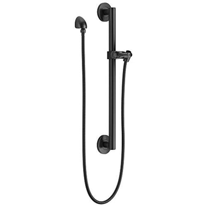 DELTA FAUCET 51600-BL Adjustable Slide Bar & Grab Bar Assembly with Elbow Handshower, Matte Black - color: Matte Black