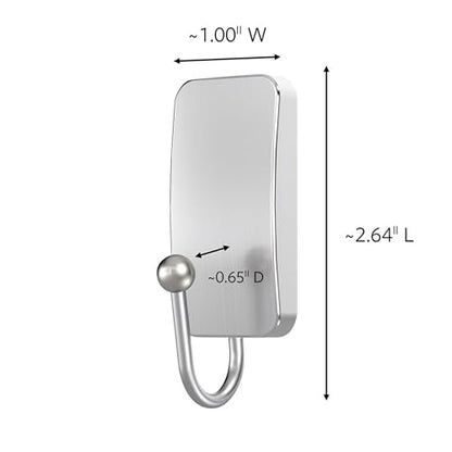 Command Small Bath Hook, Satin Nickel, 1-Hook, 2-Small Water-Resistant Strips, Organize Damage-Free (Pack of 2)