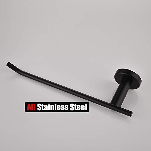 JQK Black Hand Towel Bar, Stainless Steel Towel Ring for Bathroom, 9 Inch Necklace Holder Matte Black Wall Mount Left Hand, TR101-PB - color: Black, size: 9 Inch (Left)