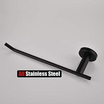 JQK Black Hand Towel Bar, Stainless Steel Towel Ring for Bathroom, 9 Inch Necklace Holder Matte Black Wall Mount Left Hand, TR101-PB - color: Black, size: 9 Inch (Left)