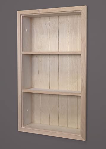 14x24 Sloane Recessed Wall Niche Medicine Cabinet Replacement, In the Wall Bathroom Cabinet Insert Shelf/Shelves, Made in North America, REAL WOOD, NO MDF, Unfinished Beadboard Back - color: Unfinished, size: 14x24