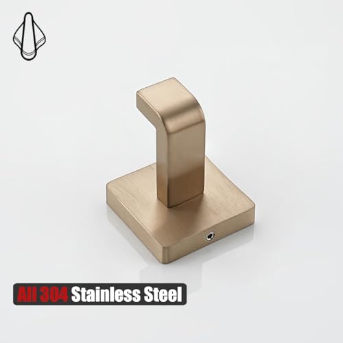 JQK Bathroom Towel Hook Champagne Bronze, Coat Robe Clothes Hook for Bathroom Wall Mounted (Pack of 2), SUS 304 Stainless Steel 0.8mm, TH250-CB-P2 - color: Champagne Bronze