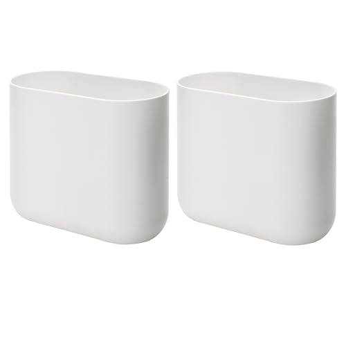 iDesign Small Slim Plastic Bathroom Trash Can, 2-Pack, White | Bedroom, Office, Desk, Dorm - color: White, style: Pack of 2