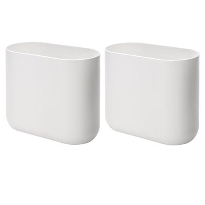 iDesign Small Slim Plastic Bathroom Trash Can, 2-Pack, White | Bedroom, Office, Desk, Dorm - color: White, style: Pack of 2