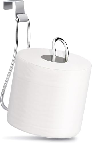 Over The Tank Toilet Paper Holders,Command Bathroom Toilet Paper Roll Holder,Chrome Bathroom Rv Toilet Paper Holder Hanger Stand,Dispenser Reserve for Bathroom Storage and Organizatioz,Sliver 2pack