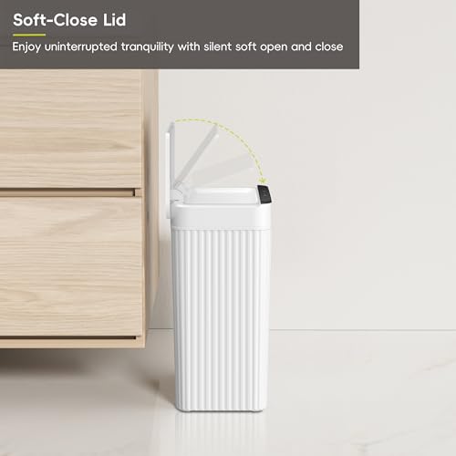 EKO Brio 10L/2.6 Gallon Motion Sensor Trash Can, Automatic Touchless Bathroom Garbage Bin, Waterproof Smart Trash Can for Kitchen, Bedroom, and Office, White - size: Brio 10L- Glacier White