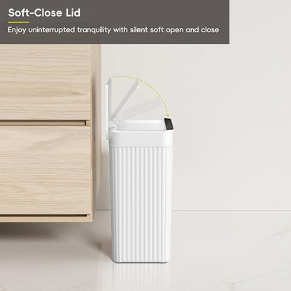 EKO Brio 10L/2.6 Gallon Motion Sensor Trash Can, Automatic Touchless Bathroom Garbage Bin, Waterproof Smart Trash Can for Kitchen, Bedroom, and Office, White - size: Brio 10L- Glacier White
