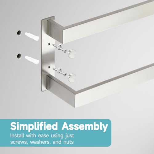 Alise Double Towel Bar, 16" Double Towel Racks for Bathroom, Brushed Nickel | Bathroom Towel Rack Wall Mounted, 3.54" Wide Faster Drying, Ladder Design, SUS304 Stainless Steel - color: Brushed Nickel, size: 16-inch