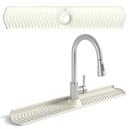 Silicone Sink Splash Guard, 30 Inch Foldable Mat - Adjustable Lock Guard for Kitchen Behind Faucet, Counter Protection(Beige) - color: Beige
