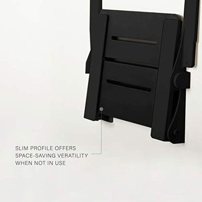 Seachrome Silhouette Comfort Folding Wall Mount Shower Bench Seat with Arms, Black Seat with Matte Black Frame - color: Black Seat With Matte Black Frame and White Arm Pads