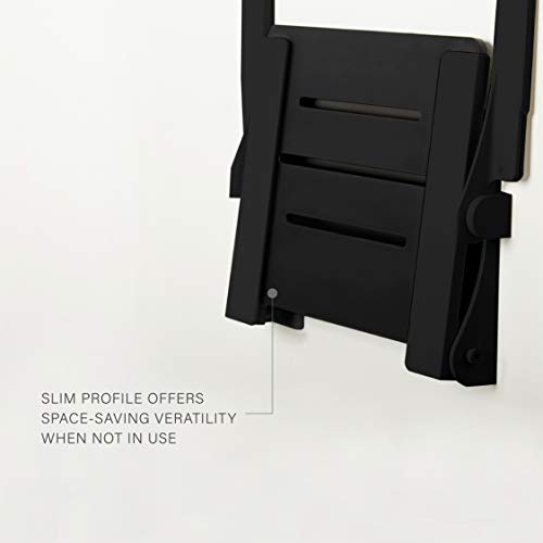 Seachrome Silhouette Comfort Folding Wall Mount Shower Bench Seat with Arms, Black Seat with Matte Black Frame - color: Black Seat With Matte Black Frame and White Arm Pads