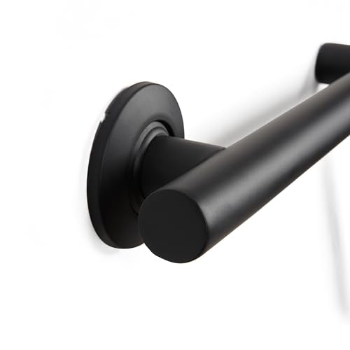 Bathroom Grab Bar, 38 inch Stainless Steel, Right Handed Zuma Bar, 1.25 inch Diameter, Handicap Grab Bar, Safety Rail, Matte Black - color: Matte Black, style: Right-Hand