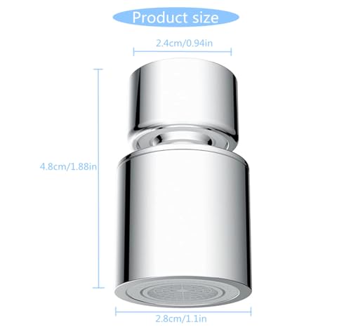 Faucet Aerator, 360° Swivel Kitchen Sink Aerator, Dual-function 2-Flow Sprayer Faucet Head, Big Angle Sink Sprayer Attachement, Faucet Replacement Part 55/64 Inch Female Thread - Chrome