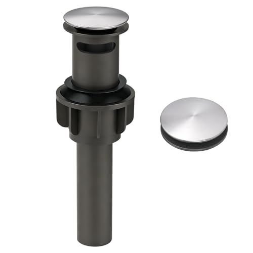 ARCORA Bathroom Sink Drain with Overflow - Brushed Nickel Pop Up Drain for Bathroom Sink, Lavatory Vessel Vanity Sink Stopper for 1.6"-1.9" Sink Hole - color: Brushed Nickel-1 Pack, style: Pon Up With Overflow