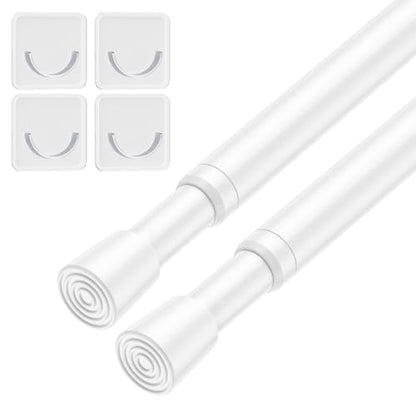 2Pack Tension Curtain Rod 26-39 Inch White No Drilling Spring Loaded Curtain Rods Adjustable Extendable Tension Rod for Window Closet Bookshelf Kitchen Bathroom - color: White, size: 2PCS-26-39 Inch