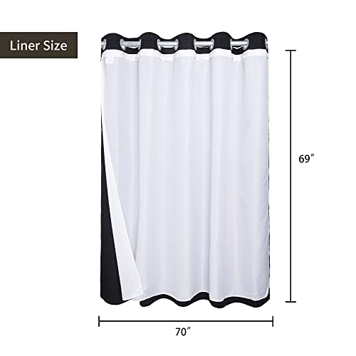 River Dream Black Waffle Weave Shower Curtain with Snap-in Liner,Cotton Blend Fabric Heavy Duty,No Hooks Needed Shower Curtain for Bathroom,Hotel Quality Shower Curtain Set,71 x 74 inches - color: Black, size: 71"W x 74"L (Pack of 1)
