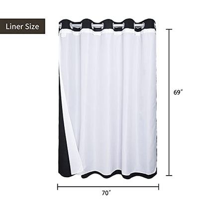 River Dream Black Waffle Weave Shower Curtain with Snap-in Liner,Cotton Blend Fabric Heavy Duty,No Hooks Needed Shower Curtain for Bathroom,Hotel Quality Shower Curtain Set,71 x 74 inches - color: Black, size: 71"W x 74"L (Pack of 1)